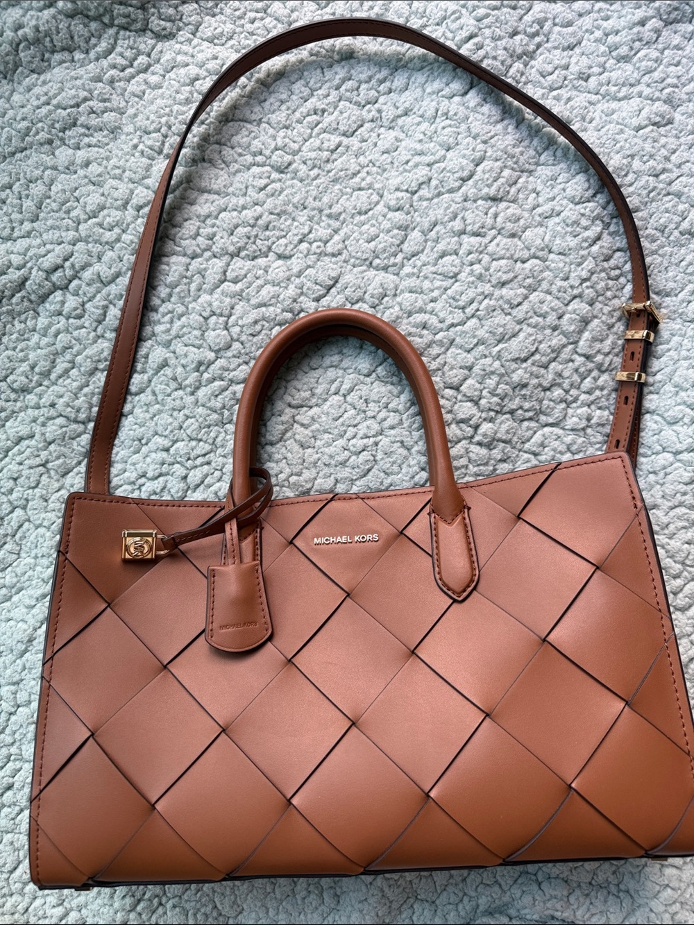 Michael Kors Brown Woven Leather Shoulder Tote
